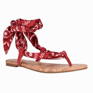 Nine West Trap Ankle Wrap Flat Sandals - Red - Ireland (MW8731254)